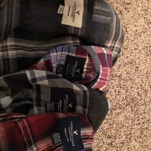 4 american eagle plaid button downs
